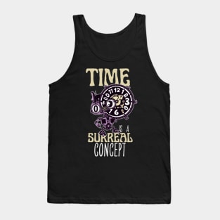 Time Is A Surreal, Funny Surreal Steampunk Alarm Clock Robot Tank Top